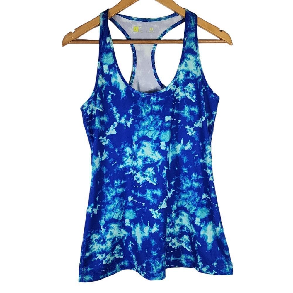 XERSIN  MEDATHENS BLUE TIE DYED TANK  WORKOUT TOP